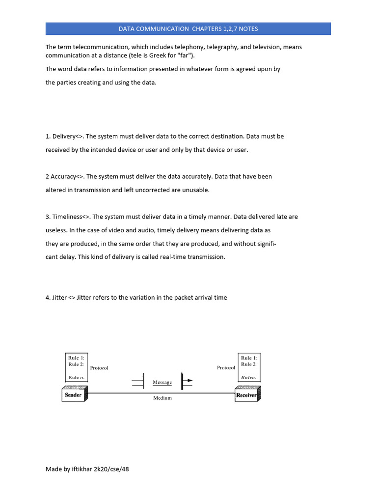 Data Communication Notes Overview | PDF | Computer Network | Osi Model