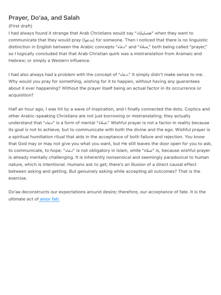 Prayer, Do’Aa, And Salah | PDF