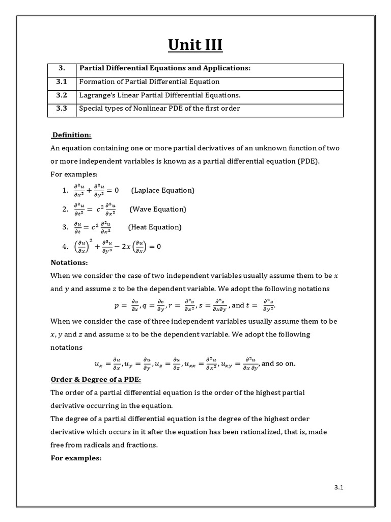 Partial Differential Equations Overview | PDF | Partial Differential ...
