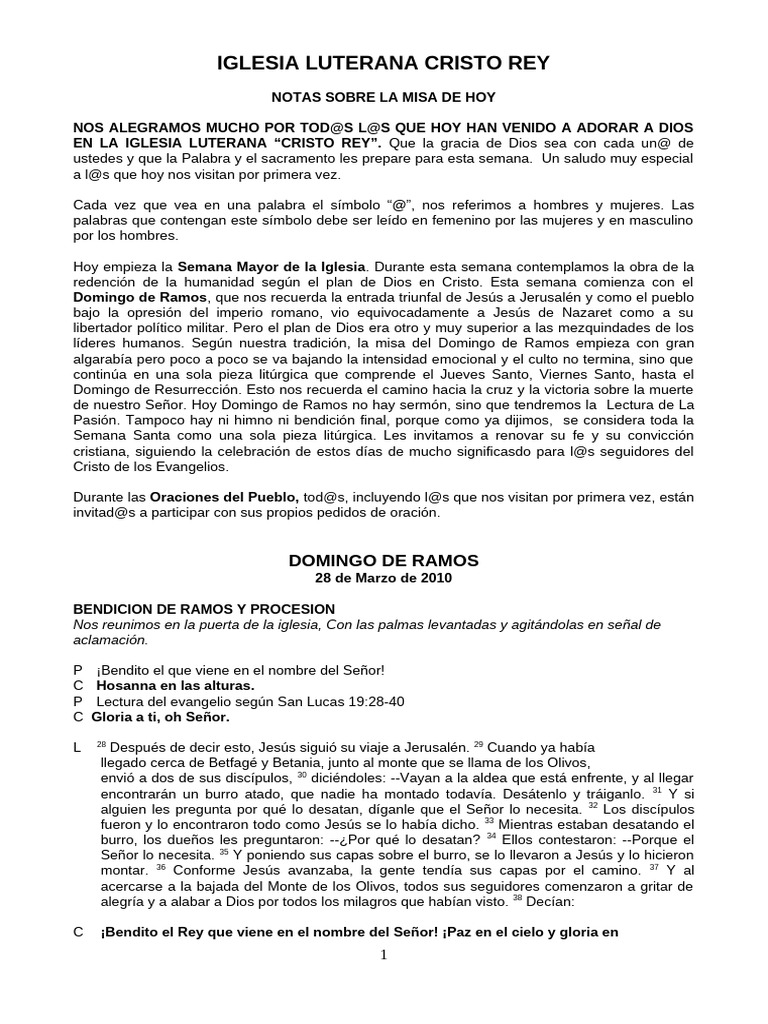 Misa del Domingo de Ramos en Cristo Rey | PDF | Cristo (título ...
