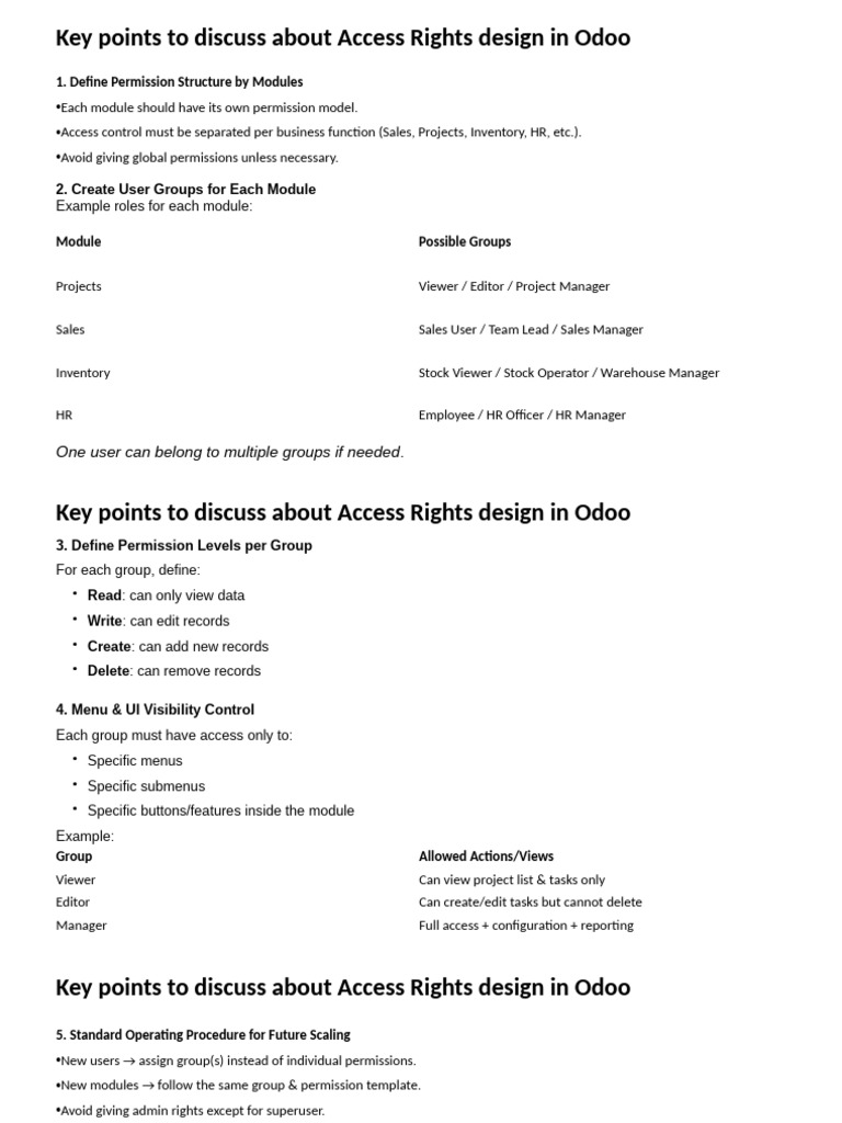 Access Rights Design in Odoo Explained | PDF