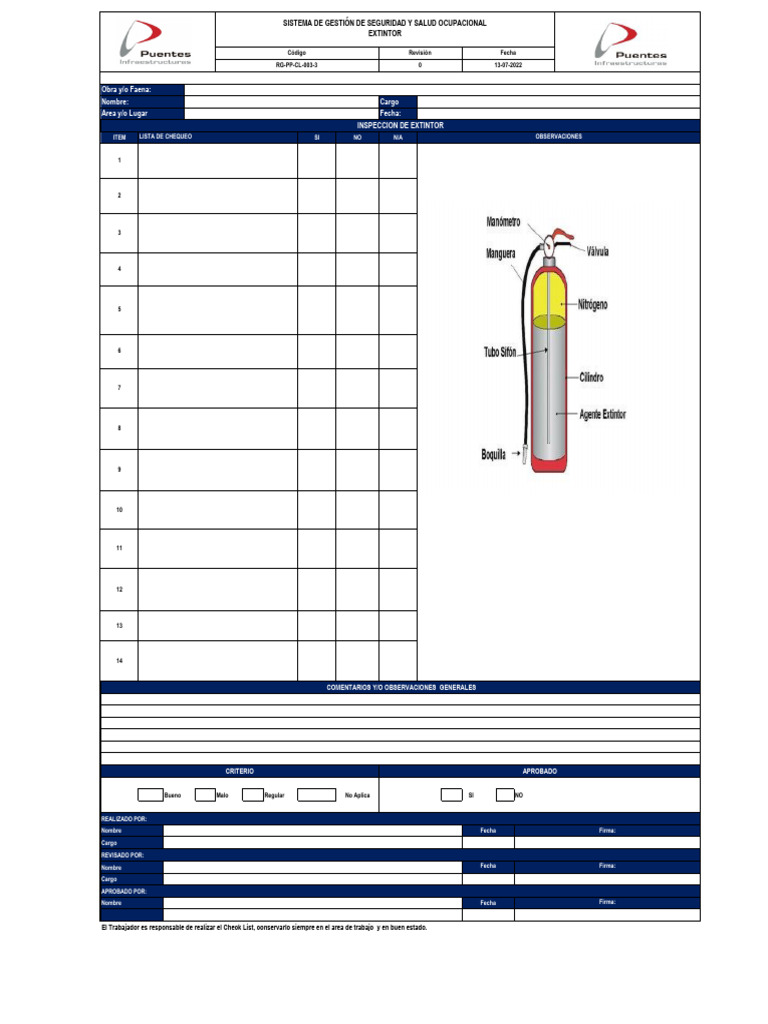 Inspección de Extintores: Check List | PDF | La seguridad