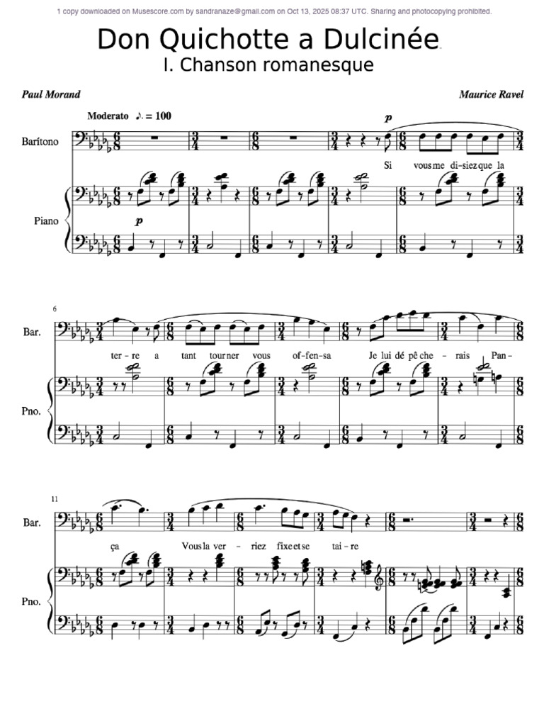 Ravel_De Don Quichotte à Dulcinée | PDF