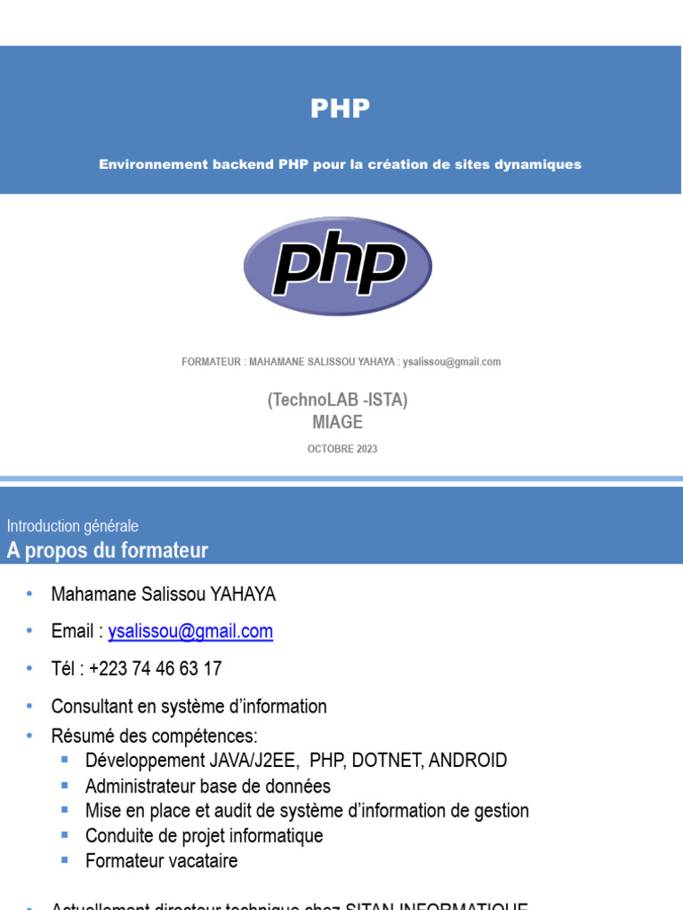 Formation PHP : Développement Backend | PDF | PHP | Internet