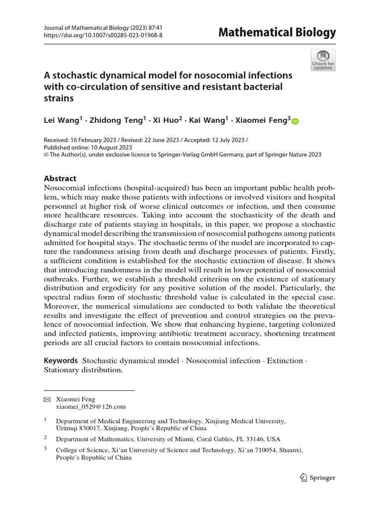 Stochastic Model for Nosocomial Infections | PDF | Hospital Acquired ...