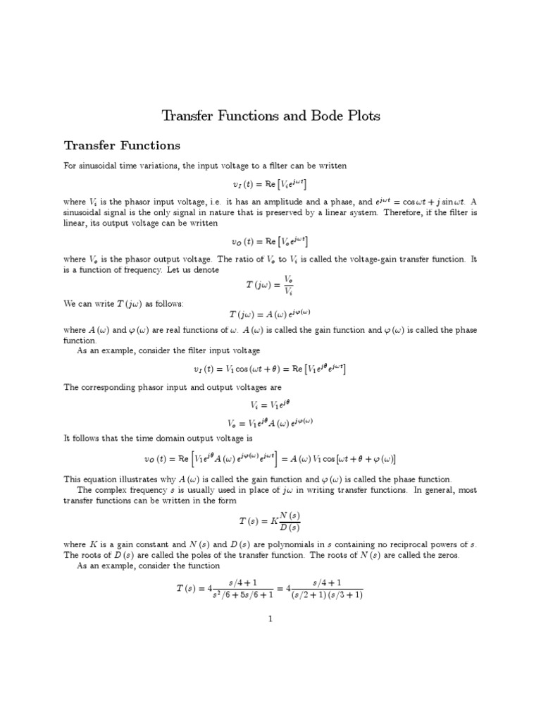Transfer Functions and Bode Plots | PDF | Technology & Engineering