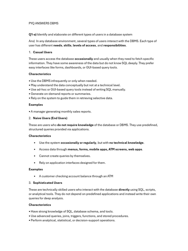 Types of Database Users and Constraints | PDF | Databases | Relational ...