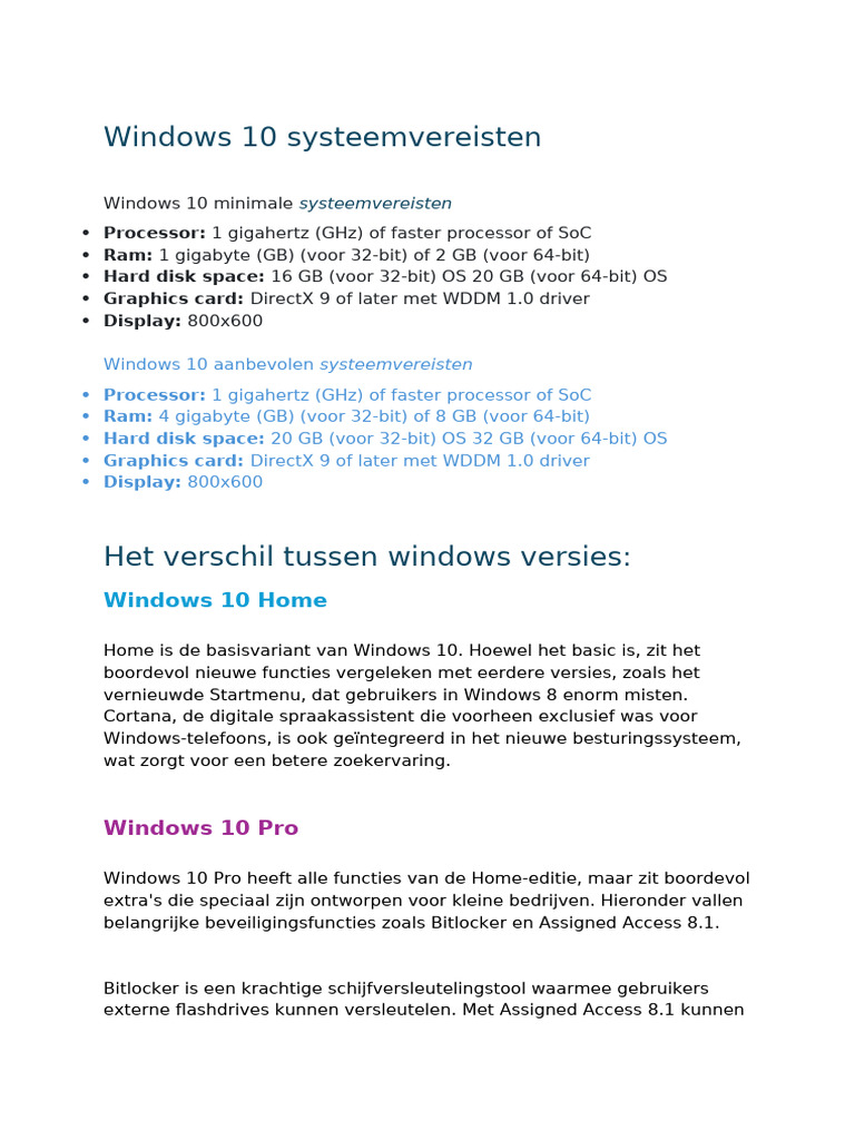 Windows 10 Uitleggen Opdracht | PDF