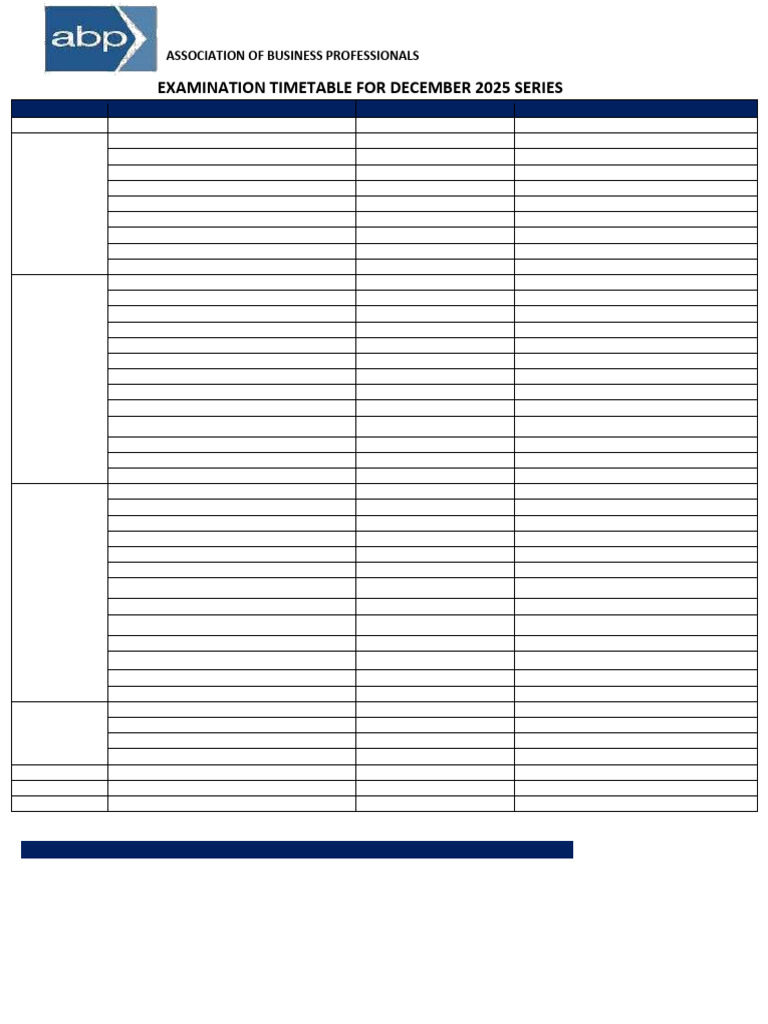 Abp Timetable For December 2025 Exams Series | PDF | Social Work ...