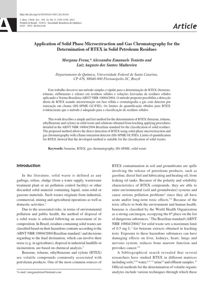 2013 (Frena Et Al.) - Application of Solid Phase Microextraction and ...