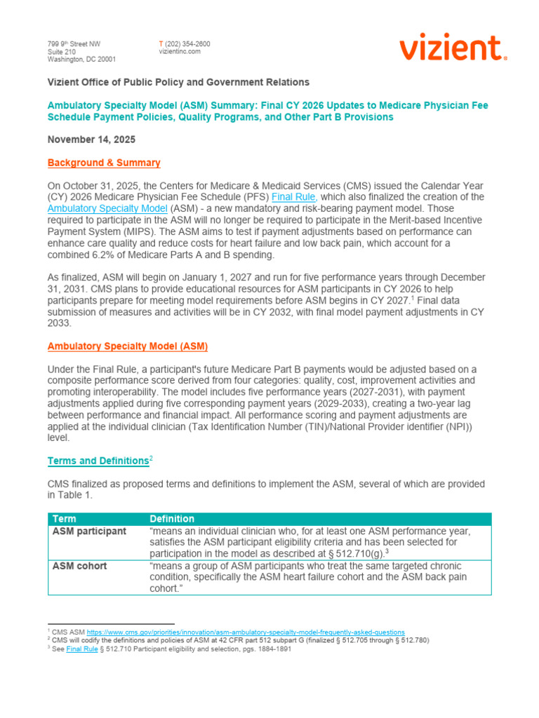 Medicare ASM Final Rule Overview 2026 | PDF | Medicare (United States ...