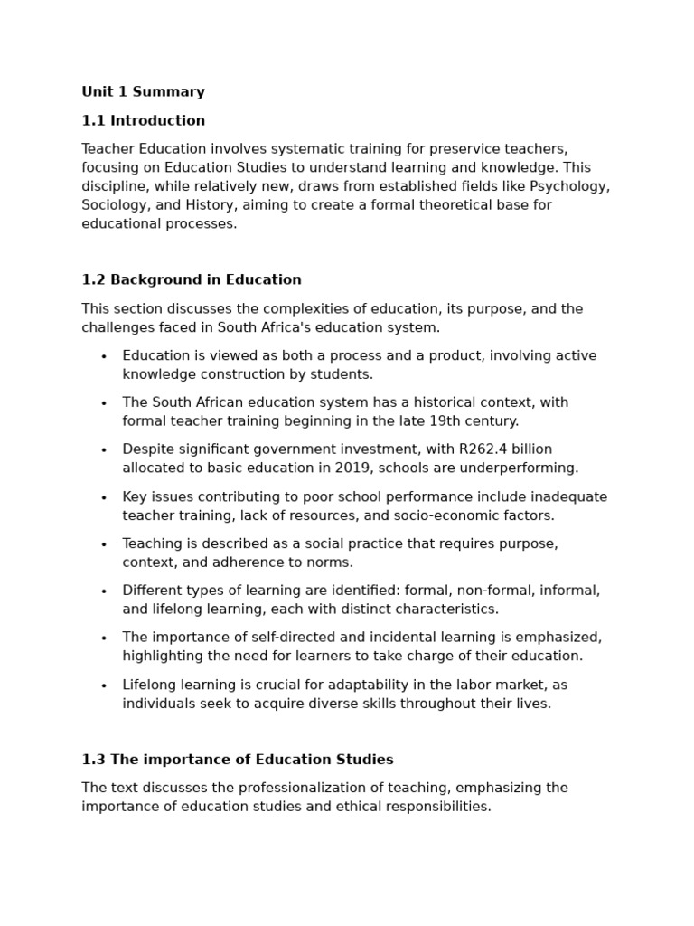 EDS3701 Unit 1 Summary | PDF | Constructivism (Philosophy Of Education ...
