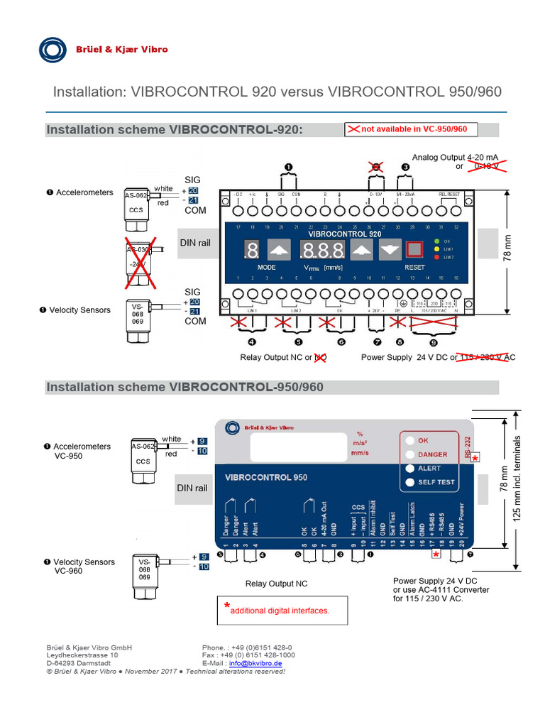 VIBROCONTROL 920 vs 950/960 Installation Guide | PDF