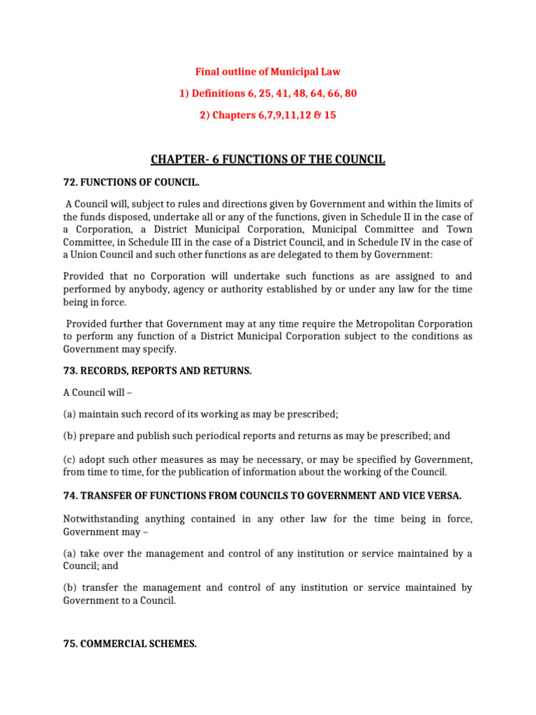 Municipal Law: Council Functions & Powers | PDF | Auditor's Report | Budget
