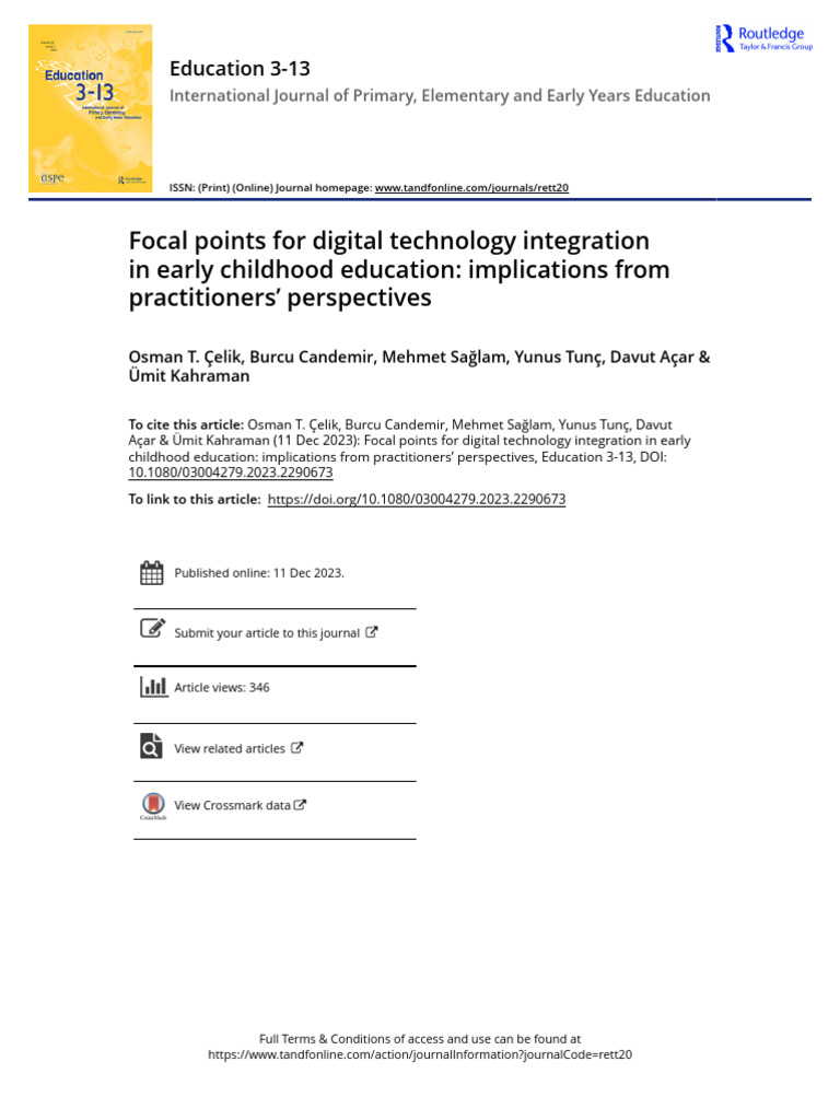 Digital Technology in Early Childhood Education | PDF | Teachers ...