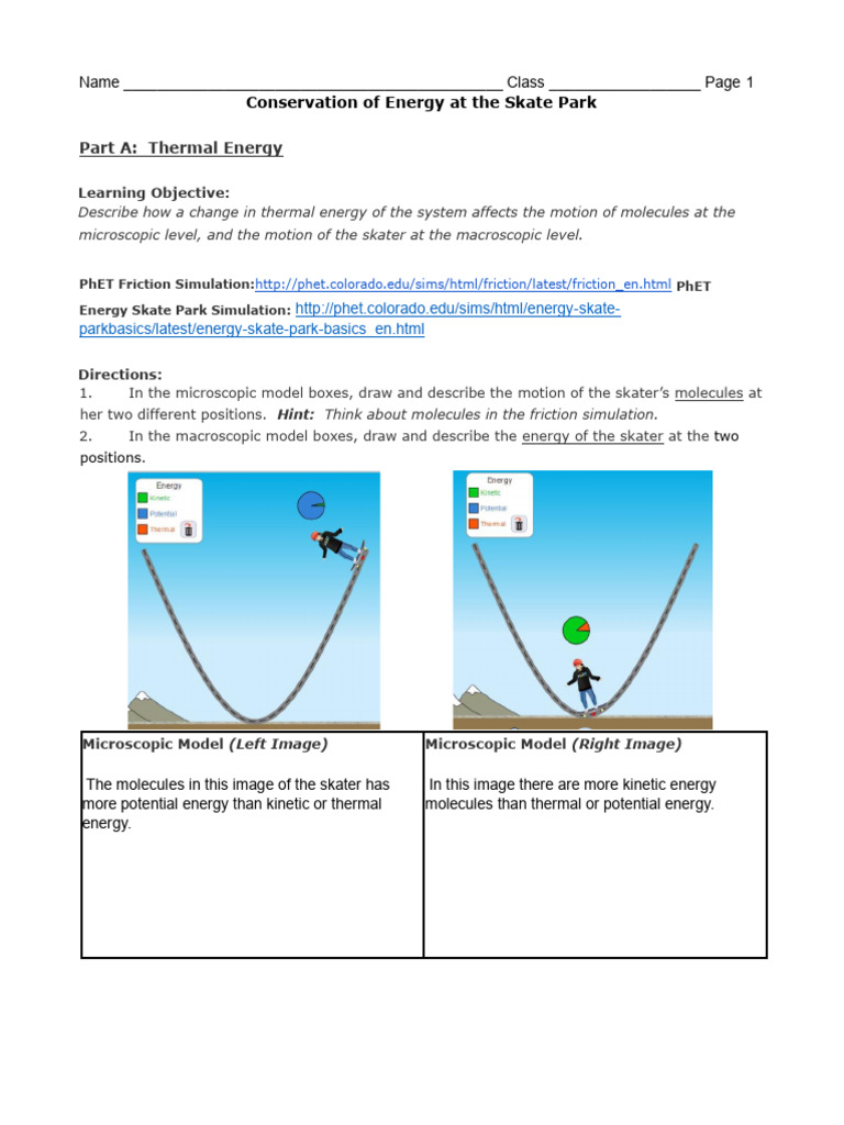 Energy Conservation in Skate Park | PDF | Kinetic Energy | Friction