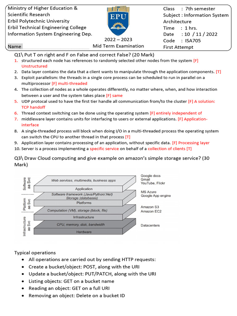 Information System Architecture Exam Guide | PDF | Thread (Computing ...