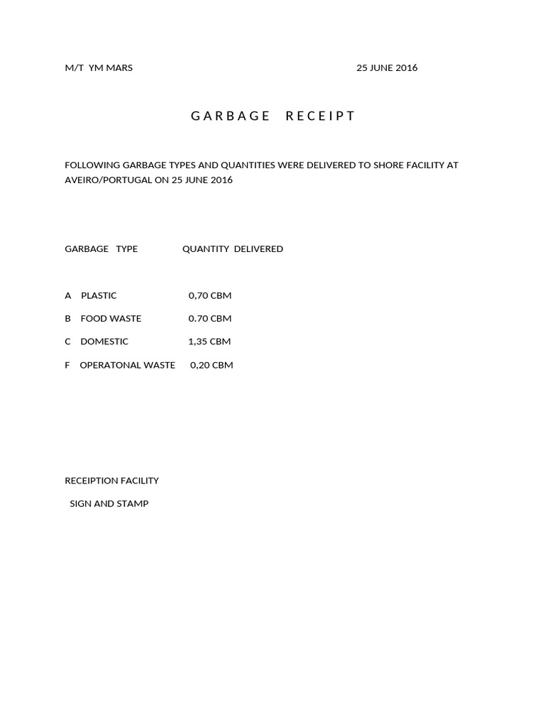 Garbage Receıpt | PDF