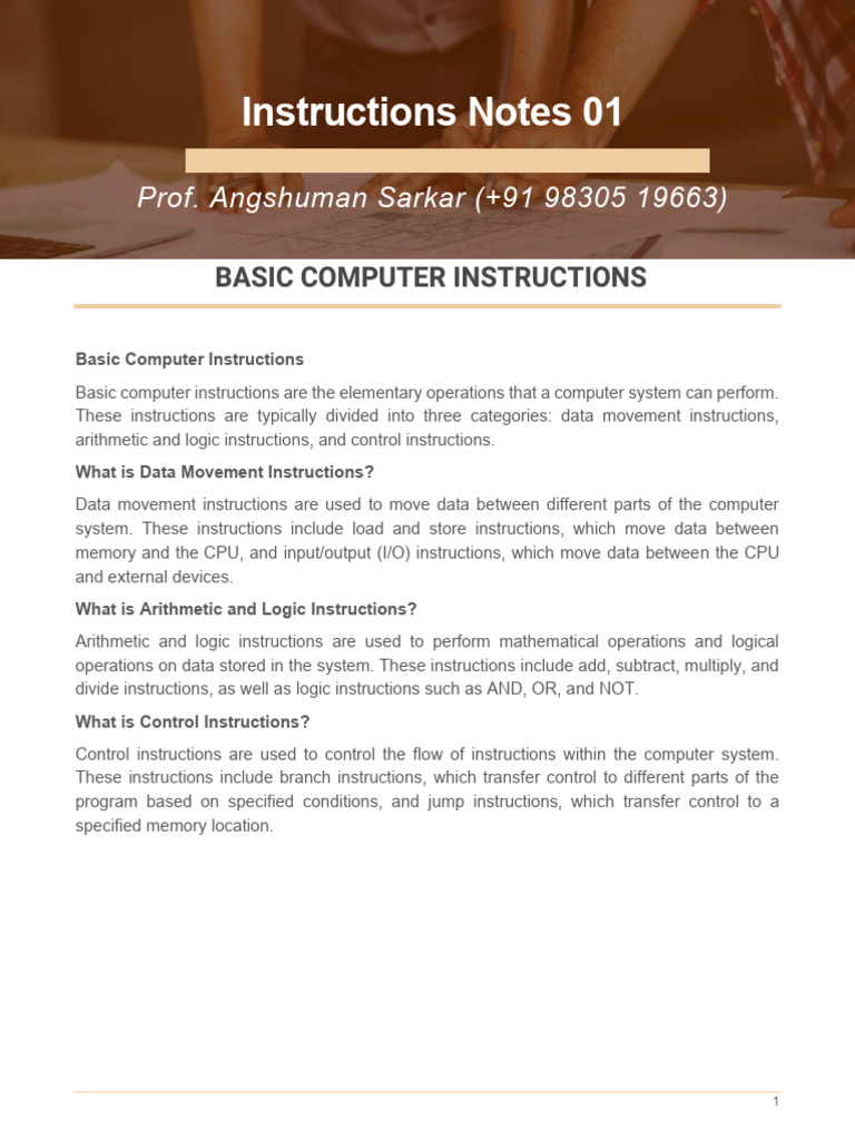 Instructions - 01 | PDF | Central Processing Unit | Integrated Circuit