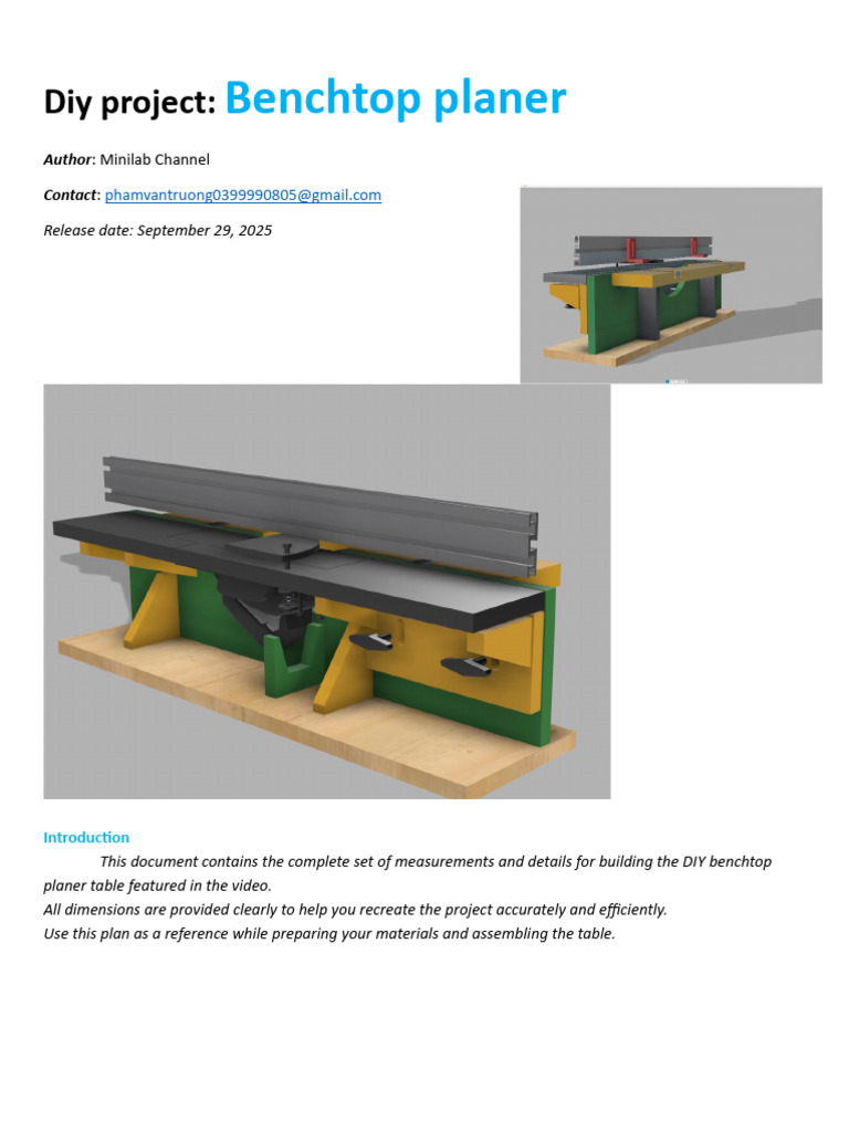 DIY Benchtop Planer Table Plans | PDF