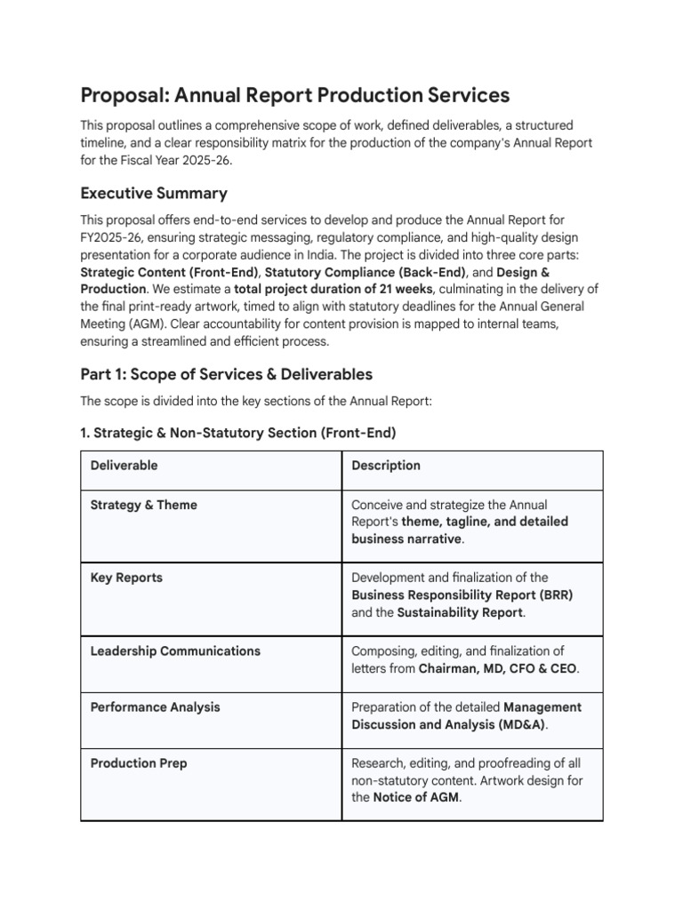 Annual Report Production Proposal FY2025-26 | PDF | Audit | Proofreading