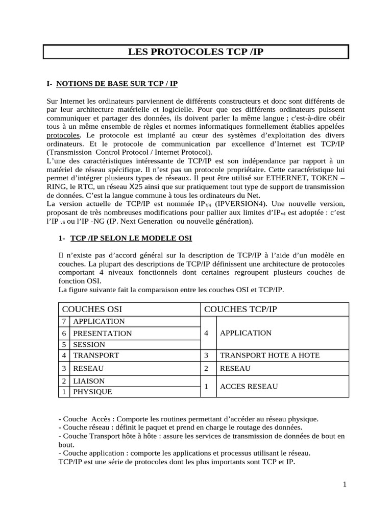 Introduction aux Protocoles TCP/IP | PDF | Protocoles Internet | Suite ...