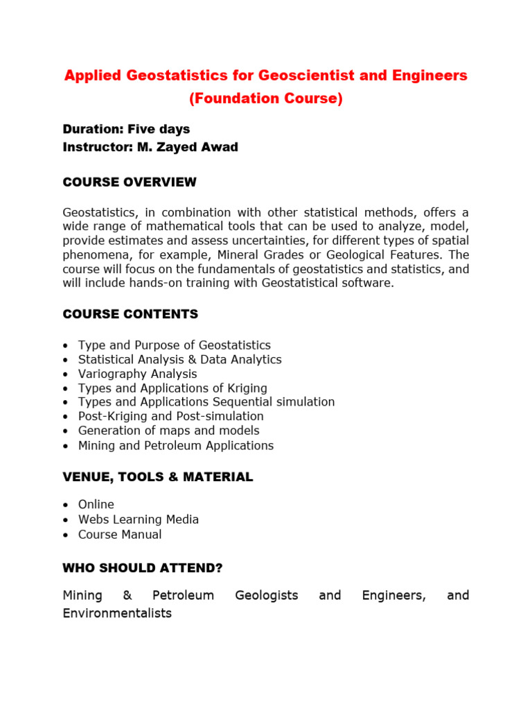Applied Geostat Foundation | PDF