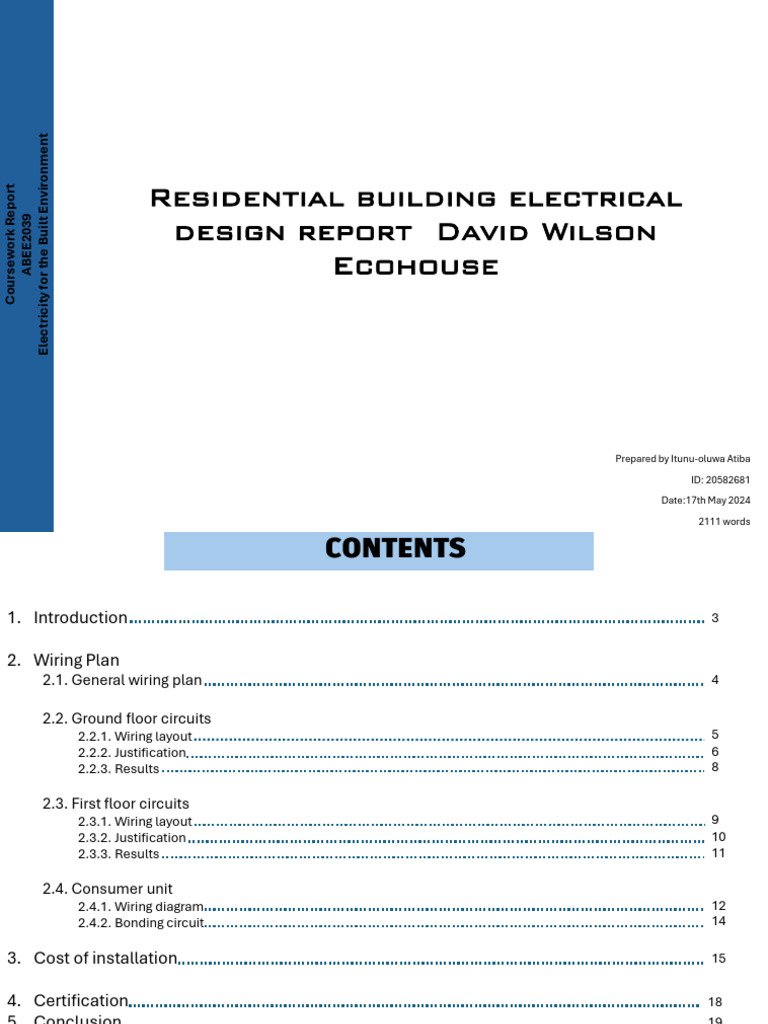 Residential Electrical Design Report | PDF | Electrical Wiring ...