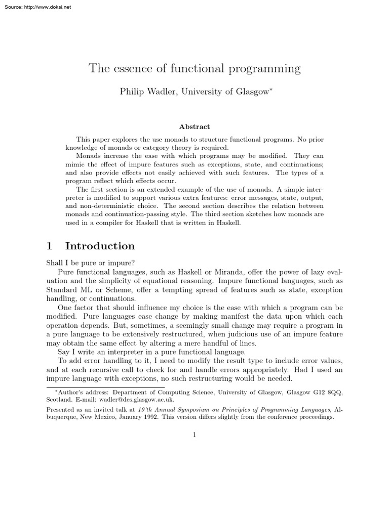Understanding Monads in Functional Programming | PDF | Functional ...