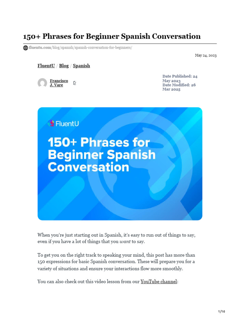 150+ Essential Spanish Phrases for Beginners | PDF | Linguistics ...