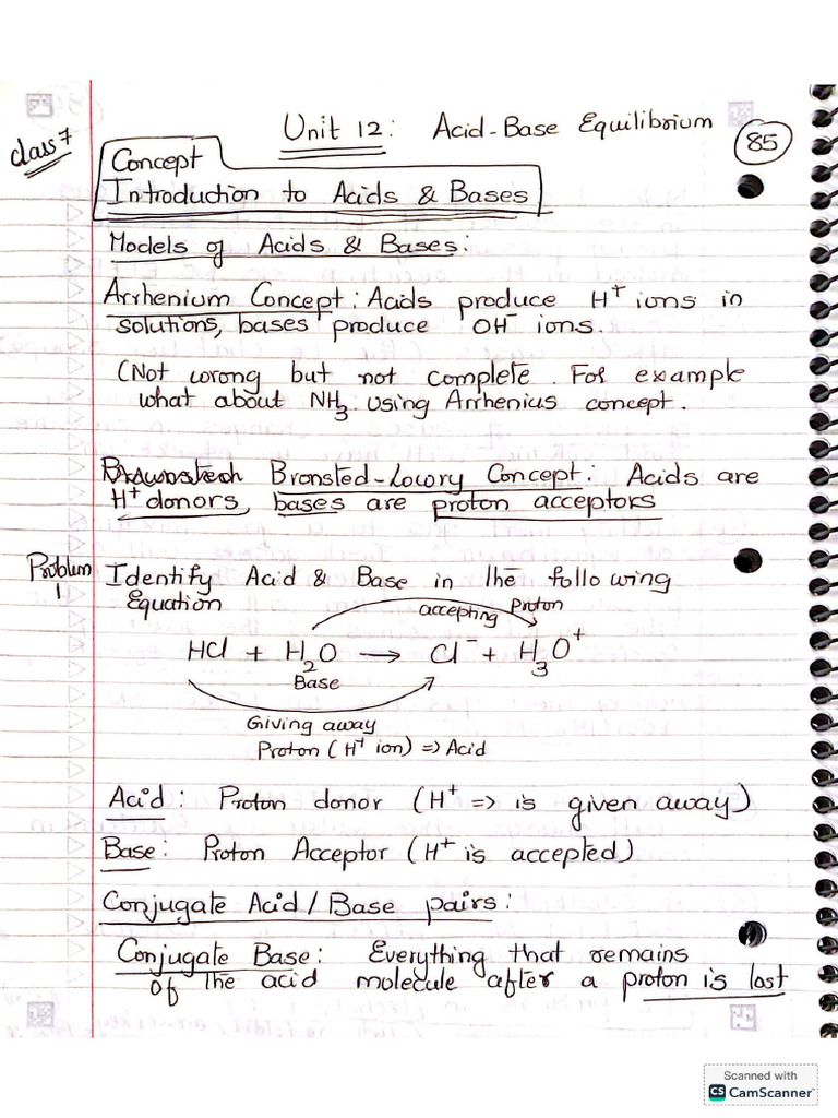 Notes 1 - Acid Equlibrium Strong Acids and Bases | PDF