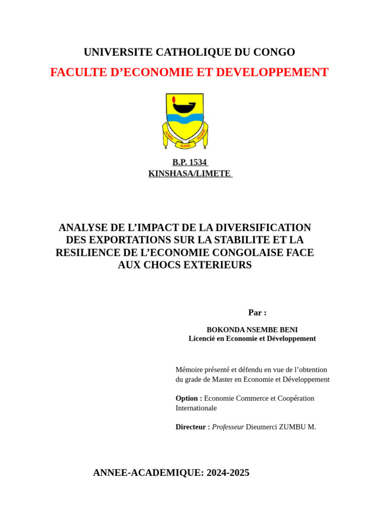 Impact de la Diversification des Exportations en RDC | PDF | Économie ...