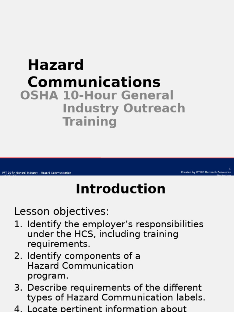 OSHA Hazard Communication Training Guide | PDF | Dangerous Goods ...