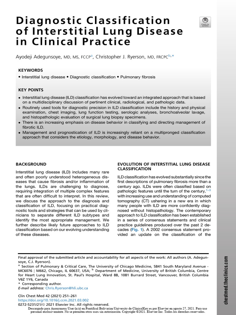 ILD Diagnostic Classification Guide | PDF | Medical Specialties ...