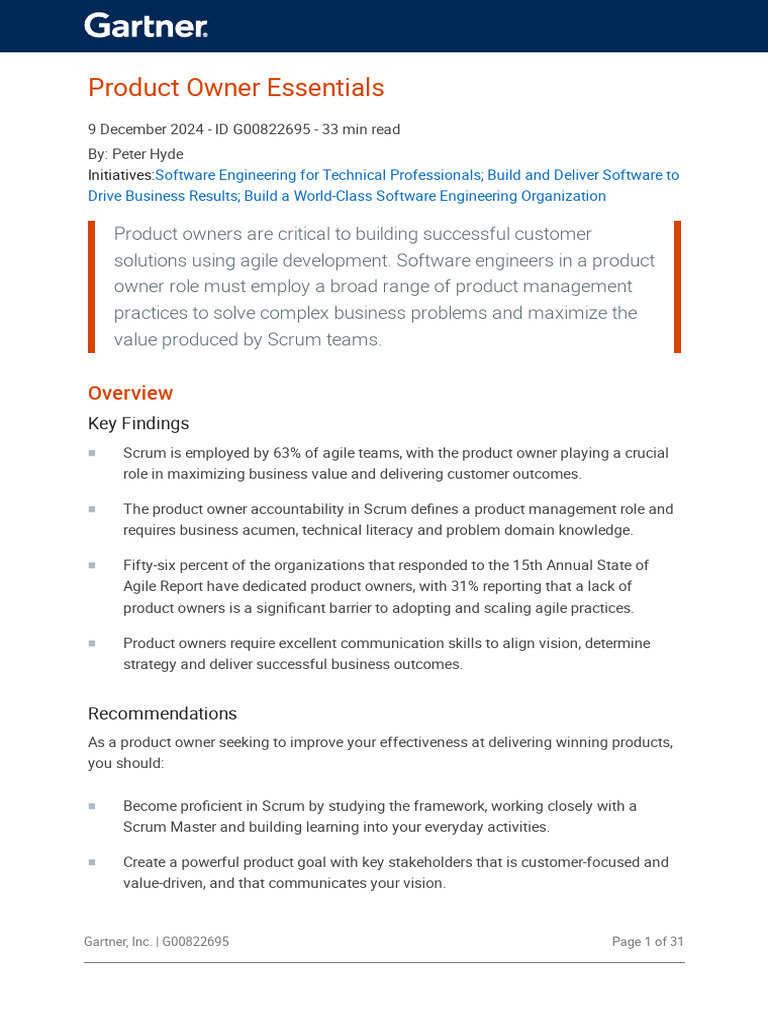 Product Owner Essentials Guide | PDF | Scrum (Software Development ...