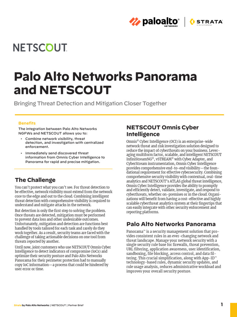 NETSCOUT and Palo Alto Integration Guide | PDF | Security | Computer ...