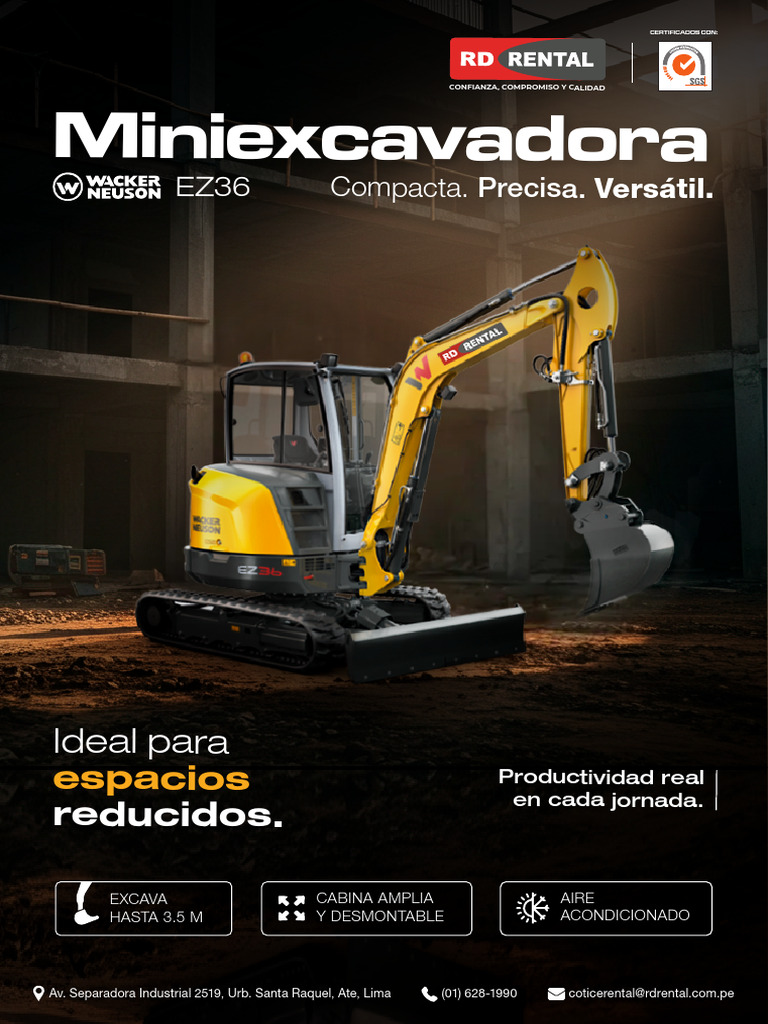 Miniexcavador 3.6 Tn - Wacker Neuson Ez36 | PDF | Motores | Pistón