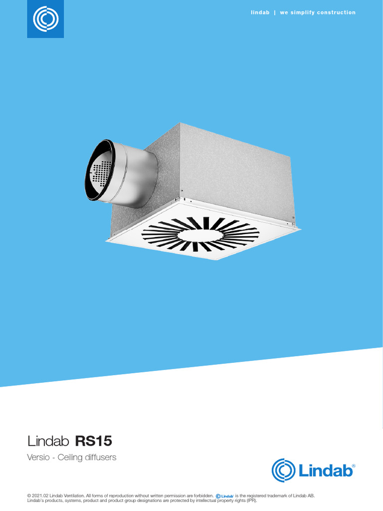 Lindab RS15 Ceiling Diffuser Overview | PDF | Sound | Acoustics