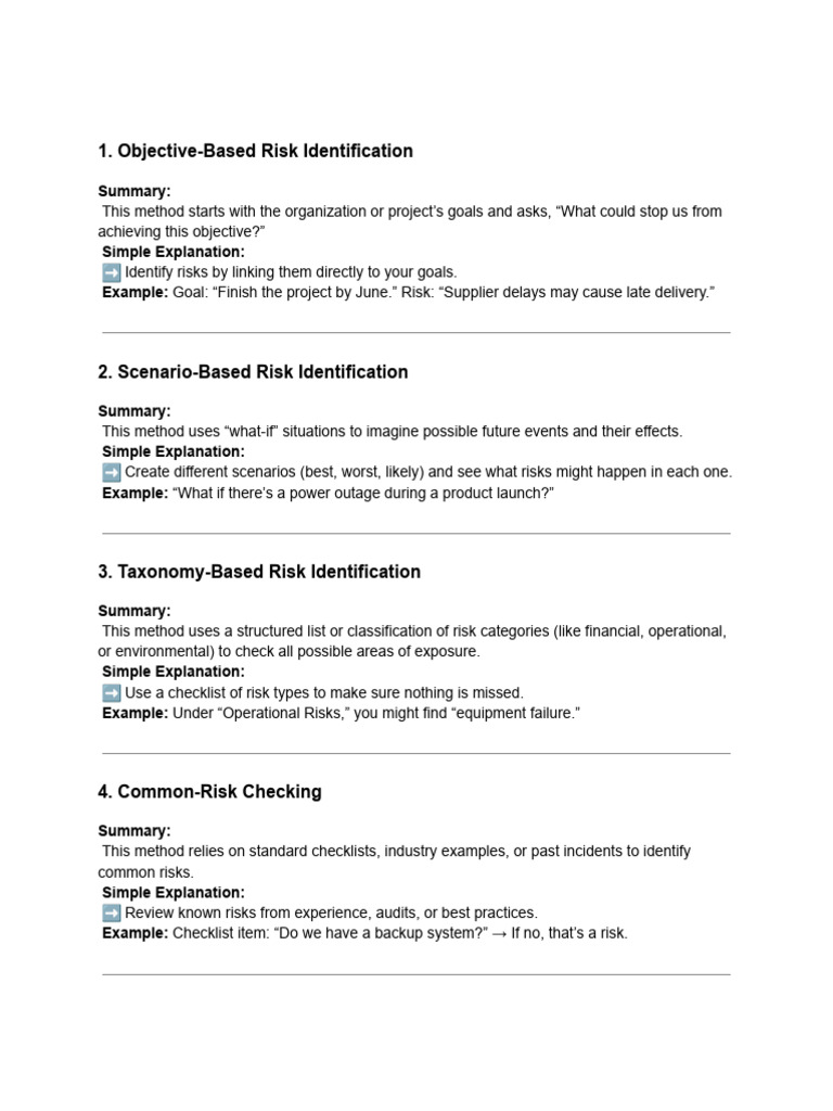 Effective Risk Identification Methods | PDF