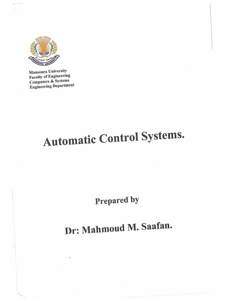 Control 01 Lec 01 | PDF
