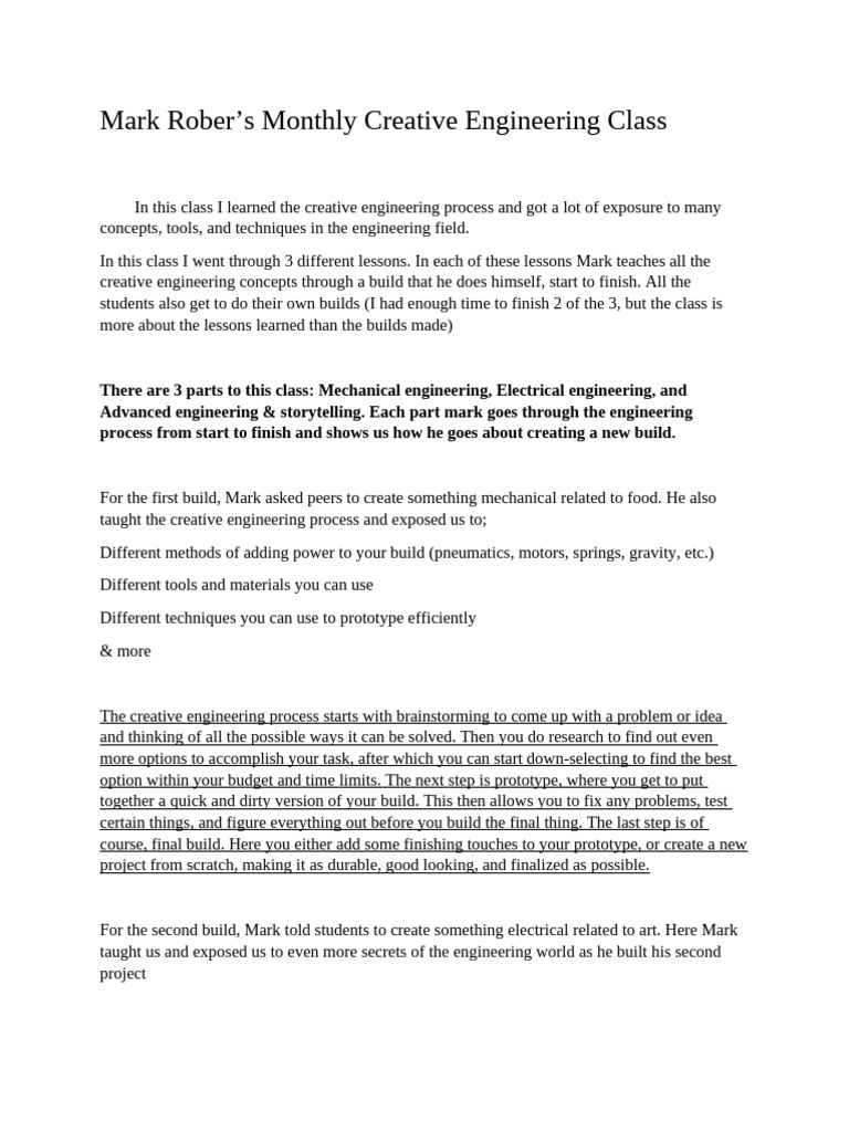 Mark Rober's Creative Engineering Class | PDF | Engineering