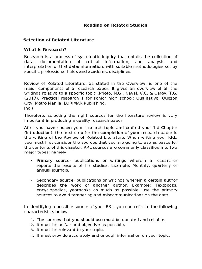 Guide to Writing Related Literature Reviews | PDF