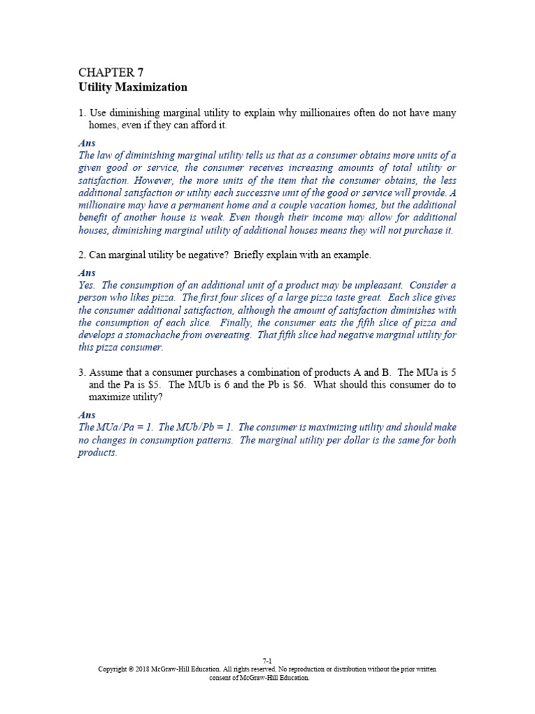25 QA5 Ch07 Utility Maximization | PDF | Utility | Marginal Utility
