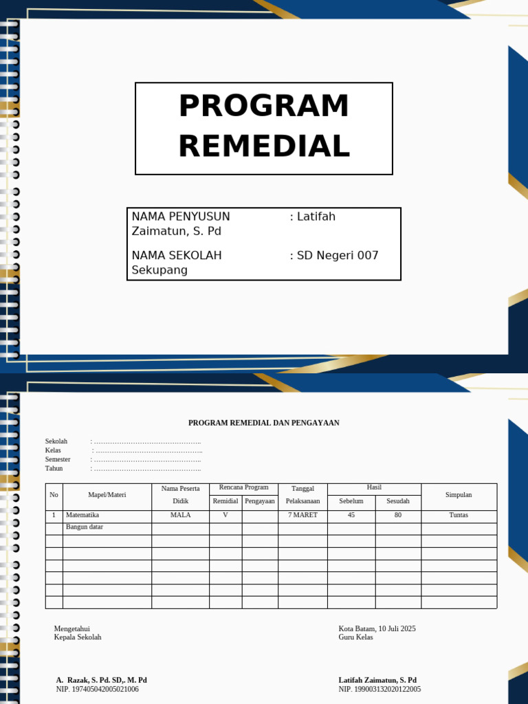 Program Remedial dan Pengayaan SD 007 | PDF