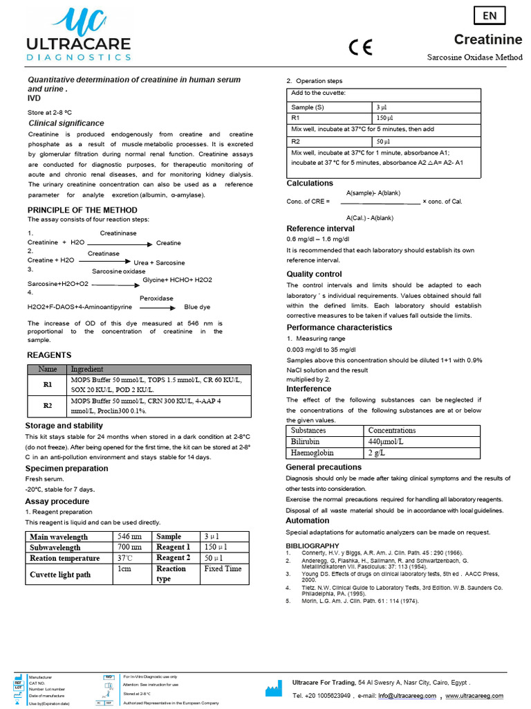 Creatinine Assay Methodology Guide | PDF | Creatinine | Internal Medicine