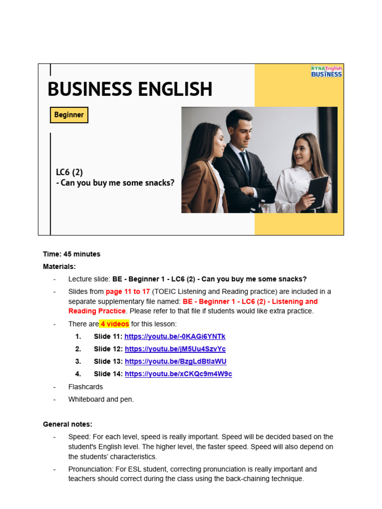 Business English: Snack Vocabulary Lesson | PDF | Question | Meal