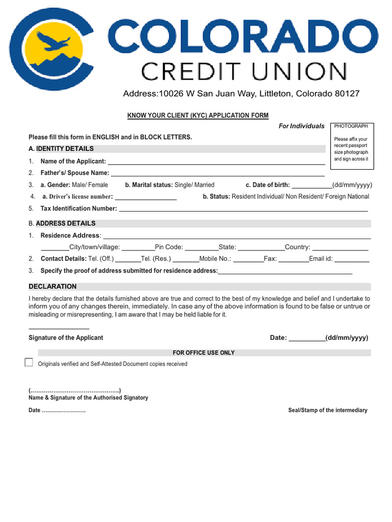 Kyc Form Colorado | PDF