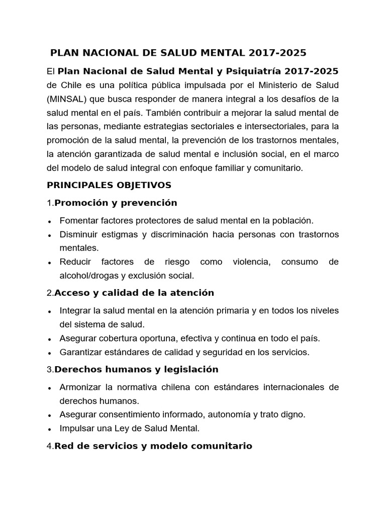 Actividad Plan de Salud Mental | PDF | Salud mental | Trastorno mental