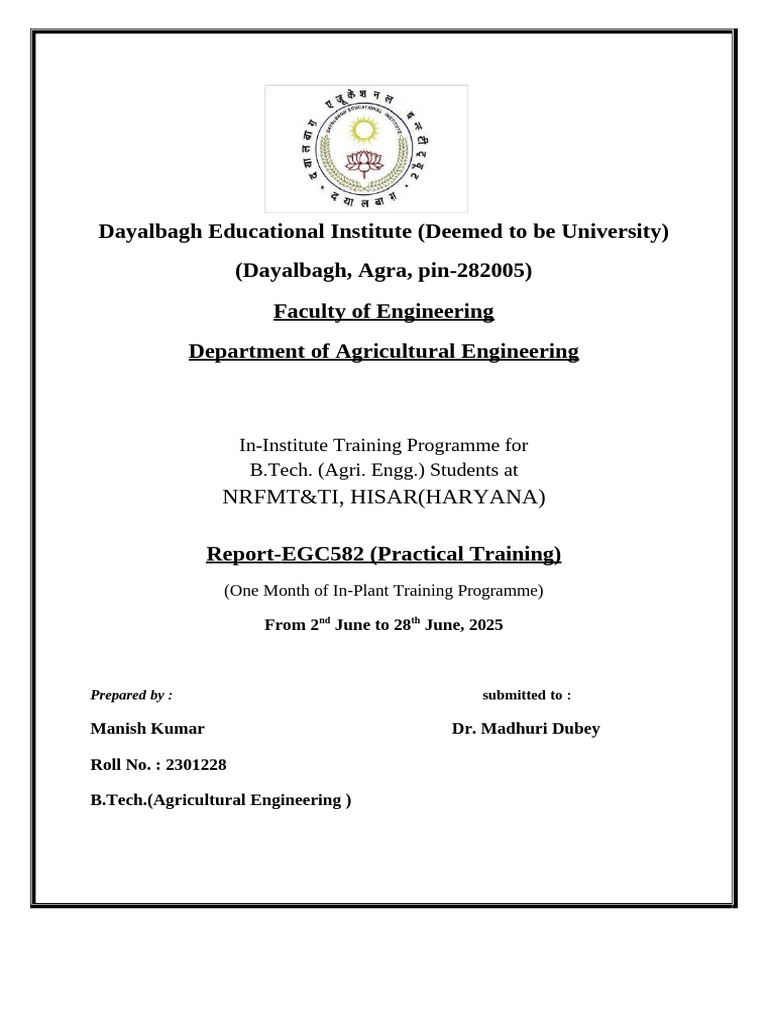 Internship File | PDF | Irrigation | Agriculture