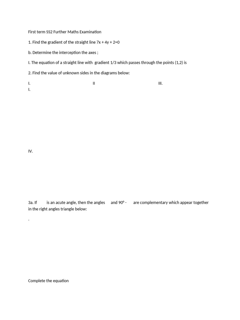 First Term SS2- Further Maths Exam | PDF